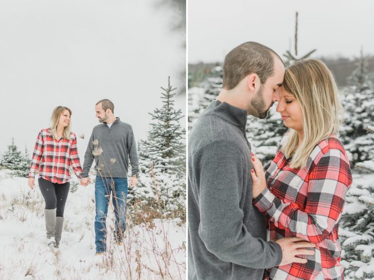 Nate & Amber A Snowy Christmas Tree Farm Engagement Session