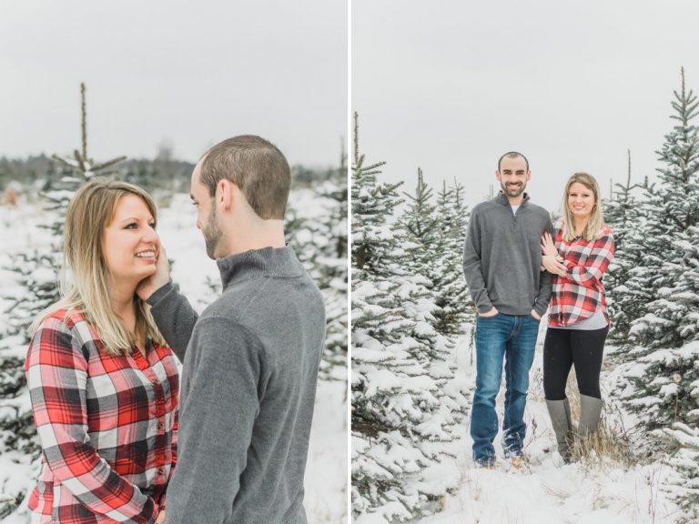 Nate & Amber A Snowy Christmas Tree Farm Engagement Session